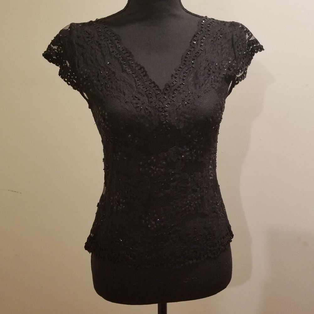 Detailed black lace blouse